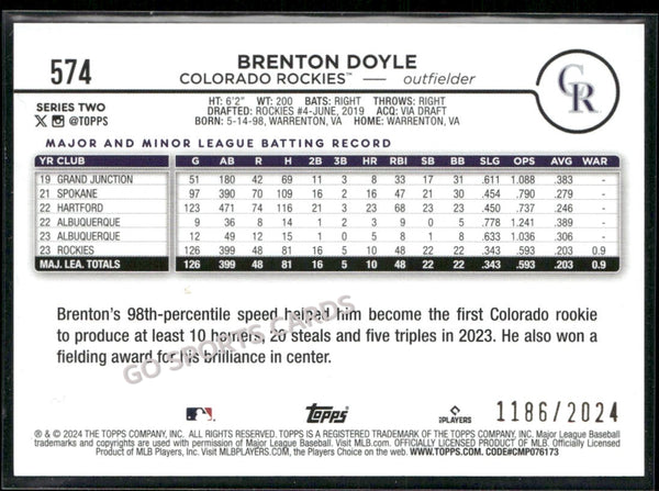 2024 Topps Series Two Gold /2024 Brenton Doyle #574