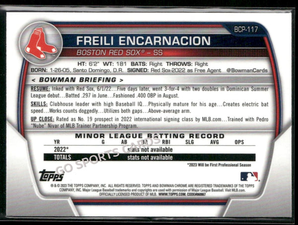 2023 Bowman Chrome Prospects Mojo Refractor 1st Freili Encarnacion #BCP-117 RC