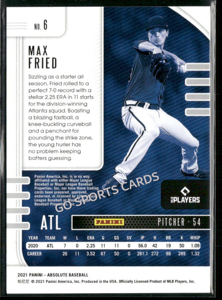 2021 Panini Absolute Baseball Holo Silver /199 Max Fried #6