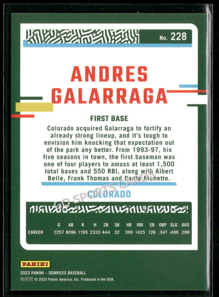 2023 Donruss Career Stat Line /399 Andres Galarraga #228