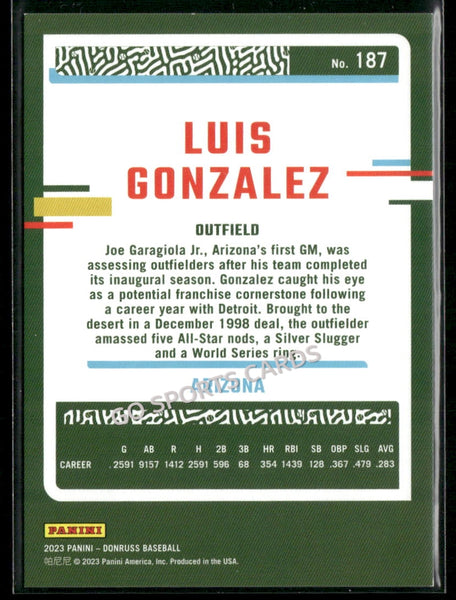 2023 Panini Donruss Season Stat Line /206 Luis Gonzalez #187