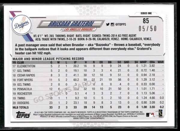 2021 Topps Series 1 Future Stars Fathers Day /50 Brusdar Graterol #85