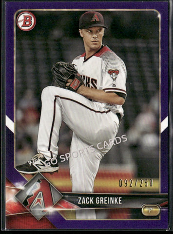 2018 Bowman Purple /250 Zack Greinke #4