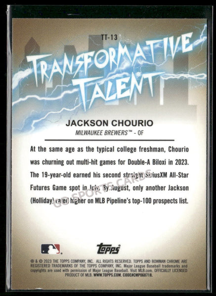 2023 Bowman Chrome Transformative Talent Jackson Chourio #TT-13 RC