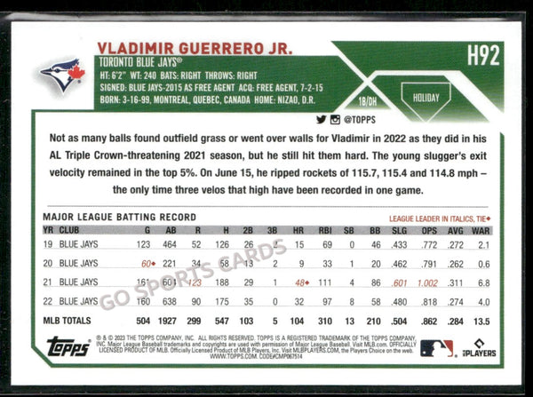2023 Topps Holiday Vladimir Guerrero Jr #H92