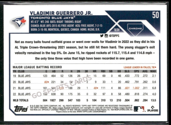 2023 Topps Chrome Pink Refractor Vladimir Guerrero Jr #50