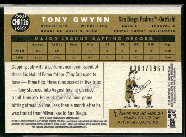 2009 Topps Heritage Chrome 361 /1960 Tony Gwynn #CHR126