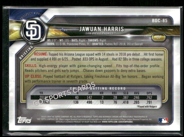 2018 Bowman Draft Chrome Purple Refractor 1st /250 Jawuan Harris #85 RC