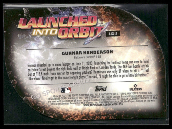 2024 Topps Cosmic Chrome Launched Into Orbit Gunnar Henderson #LIO2