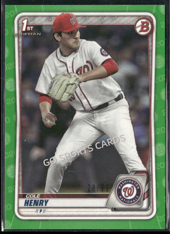 2020 Bowman Draft Green /99 1st Cole Henry #BD-67 RC