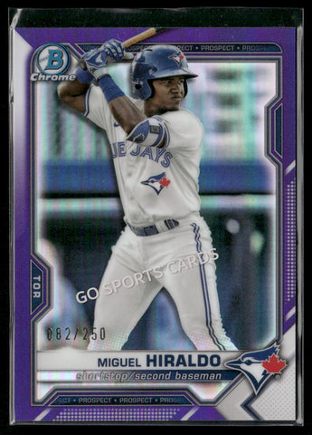 2021 Bowman Chrome Draft Purple /250 Miguel Hiraldo #BDC-98 RC