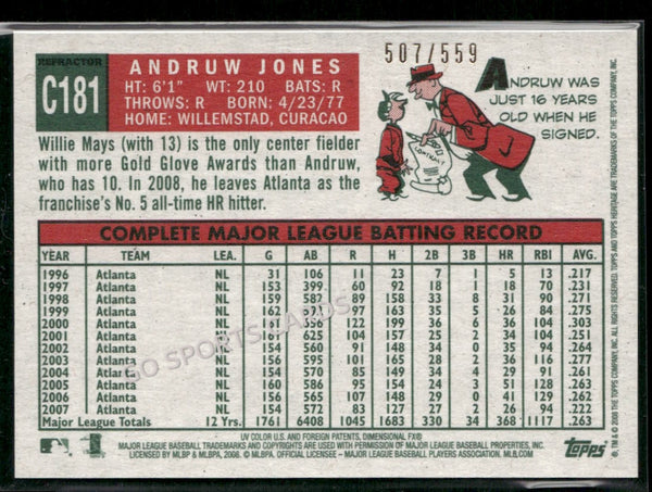 2008 Topps Heritage Chrome Refractor /559 Andruw Jones #C181