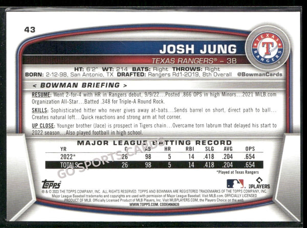 2023 Bowman Josh Jung #43 RC