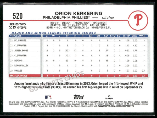 2024 Topps Orion Kerkering #520 RC