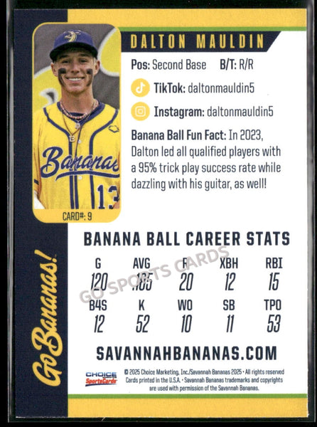 2025 Savannah Bananas Dalton Mauldin
