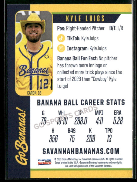 2025 Savannah Bananas Kyle Luigs