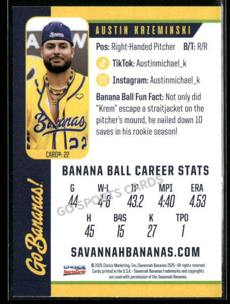2025 Savannah Bananas Austin Krzeminski
