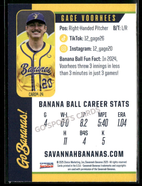 2025 Savannah Bananas Gage Voorhees