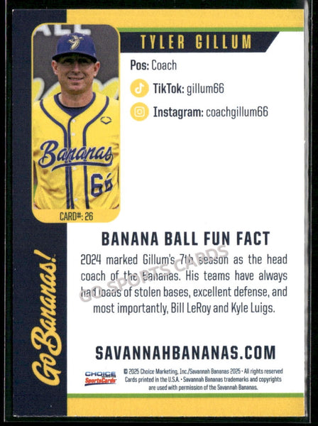 2025 Savannah Bananas Tyler Gillum
