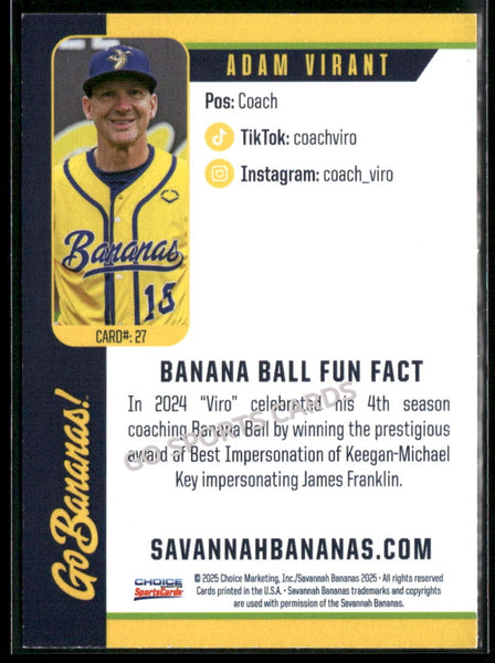 2025 Savannah Bananas Adam Virant