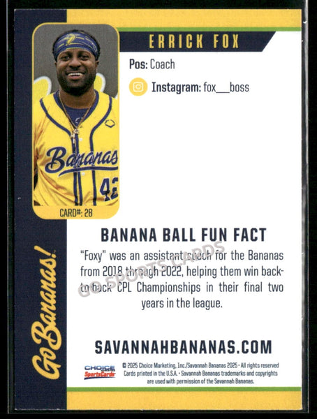 2025 Savannah Bananas Errick Fox