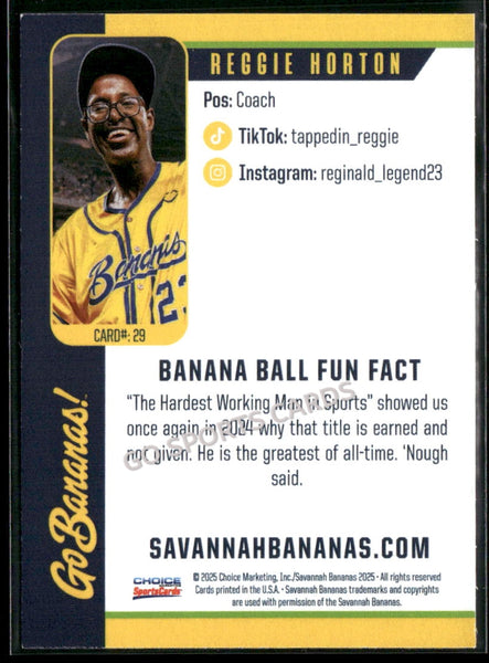 2025 Savannah Bananas Reggie Horton