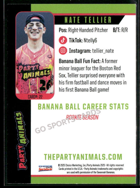 2025 Party Animals Savannah Bananas Nate Tellier
