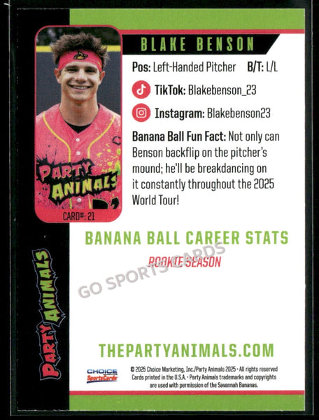 2025 Party Animals Savannah Bananas Blake Benson