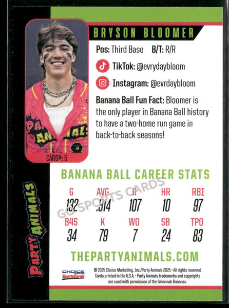 2025 Party Animals Savannah Bananas Bryson Bloomer