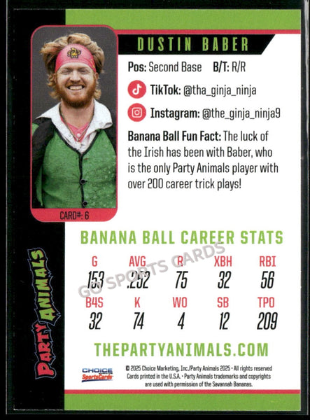 2025 Party Animals Savannah Bananas Dustin Baber
