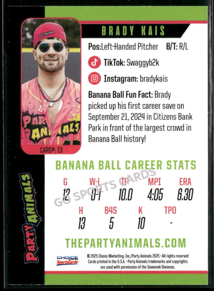 2025 Party Animals Savannah Bananas Brady Kais