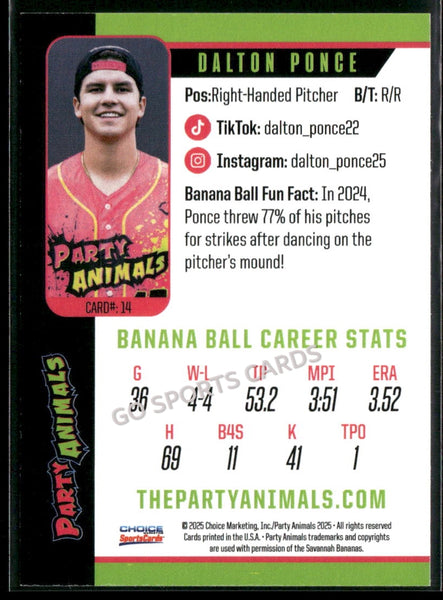 2025 Party Animals Savannah Bananas Dalton Ponce