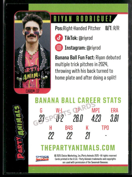 2025 Party Animals Savannah Bananas Riyan Rodriguez