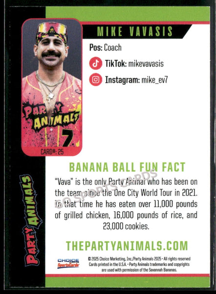 2025 Party Animals Savannah Bananas Mike Vavasis