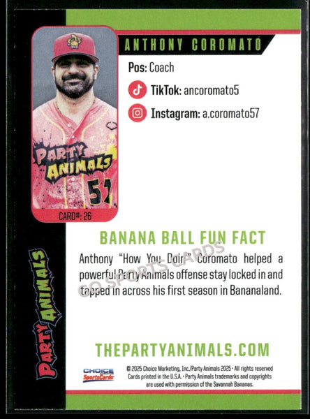 2025 Party Animals Savannah Bananas Anthony Coromato