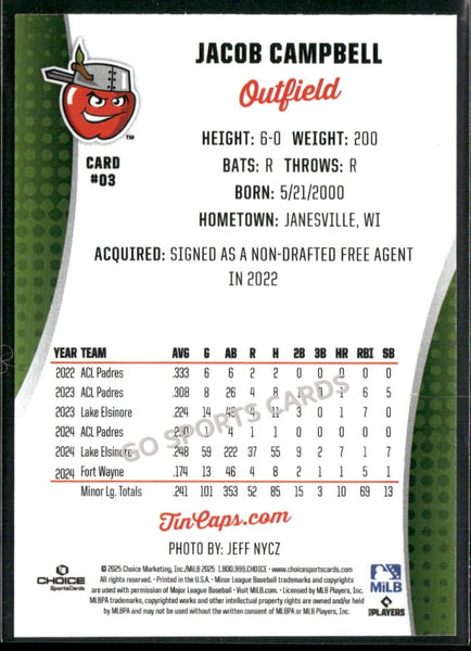 2025 Fort Wayne TinCaps Jacob Campbell