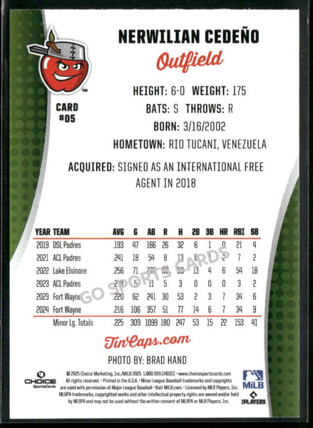 2025 Fort Wayne TinCaps Nerwilian Cerdeno