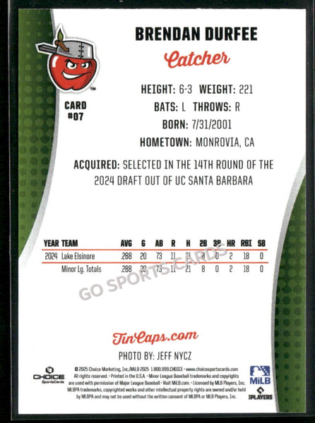 2025 Fort Wayne TinCaps Brendan Durfee
