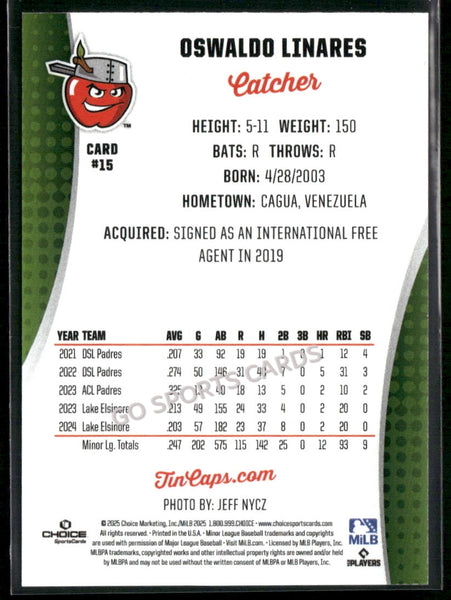 2025 Fort Wayne TinCaps Oswaldo Linares