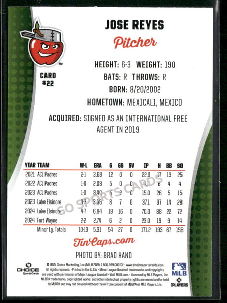 2025 Fort Wayne TinCaps Jose Luis Reyes