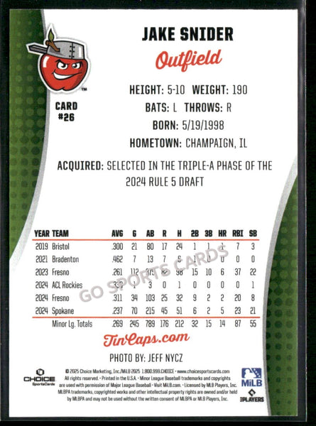 2025 Fort Wayne TinCaps Jake Snider
