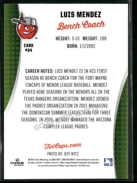 2025 Fort Wayne TinCaps Luis Mendez