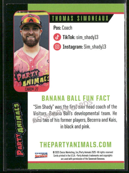2025 Party Animals Savannah Bananas Thomas Simoneaux