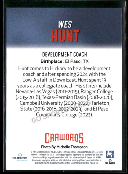 2025 Hickory Crawdads 1st Wes Hunt
