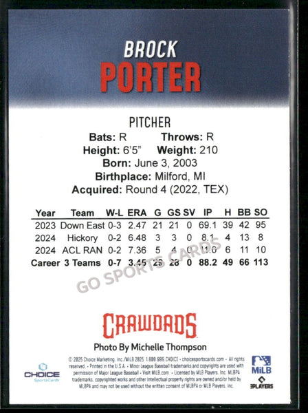 2025 Hickory Crawdads 1st Brock Porter