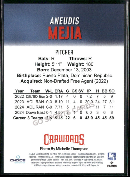 2025 Hickory Crawdads 1st Aneudis Mejia