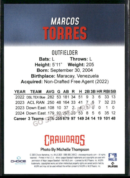 2025 Hickory Crawdads 1st Marco Torres