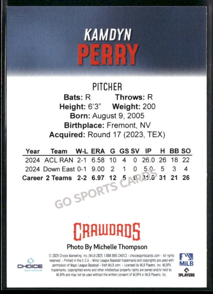 2025 Hickory Crawdads 1st Kamdyn Perry