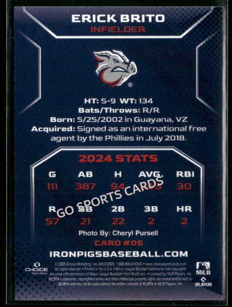 2025 Lehigh Valley IronPigs Erick Brito