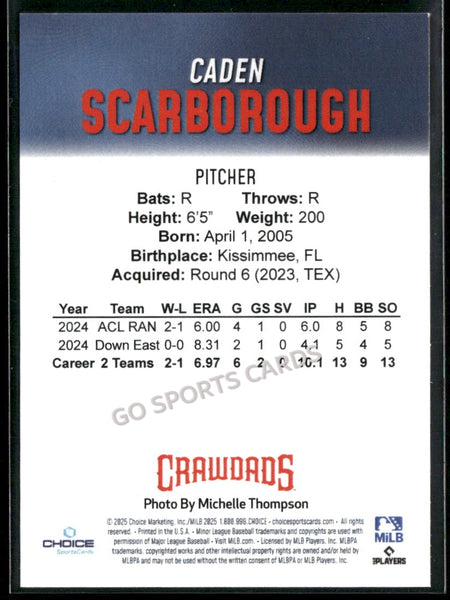 2025 Hickory Crawdads 1st Caden Scarborough